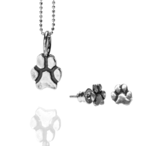 Set bijuterii din argint 925 cu amprenta animalului – pandantiv masiv și cercei handmade