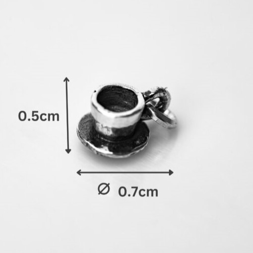 Mărțișor Ceașcă de Cafea din argint 925 cu dimensiunile exacte afișate