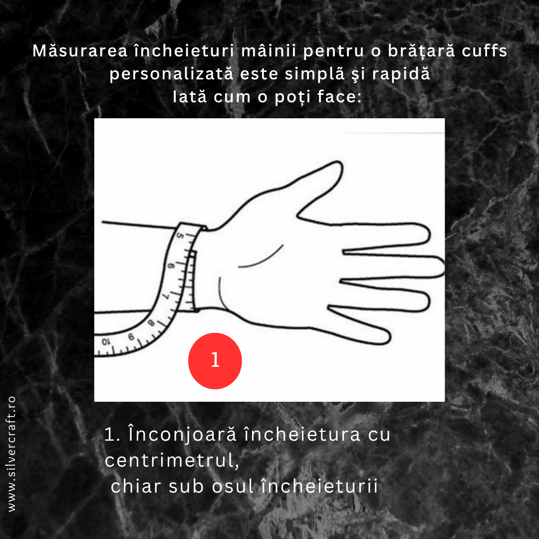 Pasul 1 pentru a afla mărimea corectă a încheieturii mâinii pentru brățara cuff