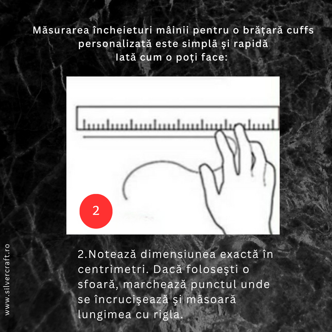 Pasul 2 pentru a afla mărimea corectă a încheieturii mâinii pentru brățara cuff
