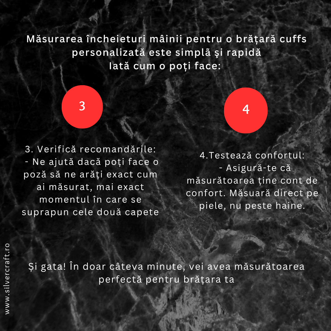 Pasul 3, 4 pentru a afla mărimea corectă a încheieturii mâinii pentru brățara cuff