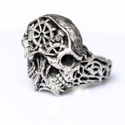 Inel Argint Extreme – creier mecanic cu rotițe, piston și baterii sculptate manual